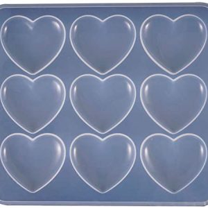 9 cavity puffy heart clear silicone mold. No releasing agent is needed, finished work can be easily pop out from the mold. Excellent for UV resin, epoxy resin jewelry, cabochon making, etc. ★ Measurement: approx. 5.3cm (W) x 4.6cm (L) / 2.09" (W) x 1.81" (L) ★ Can be washed with hot, soapy water. But do not wash mold with abrasive pads or cleaning agents.
